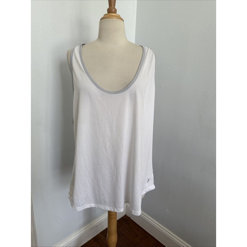 Old Navy‎ Tank Top Womens XXL White Semi Fitted Raceback Sleeveless Athletic
